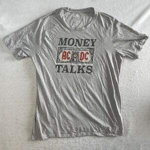 ACDC Money Talks Graphic T-Shirt Mens 2XL Gray Short Sleeve Band Tee Rock